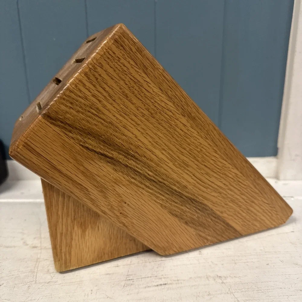 Cutco Gourmet Solid Wood Honey Oak 5 Slot Knife Block 1749 Storage‎ Holder Only